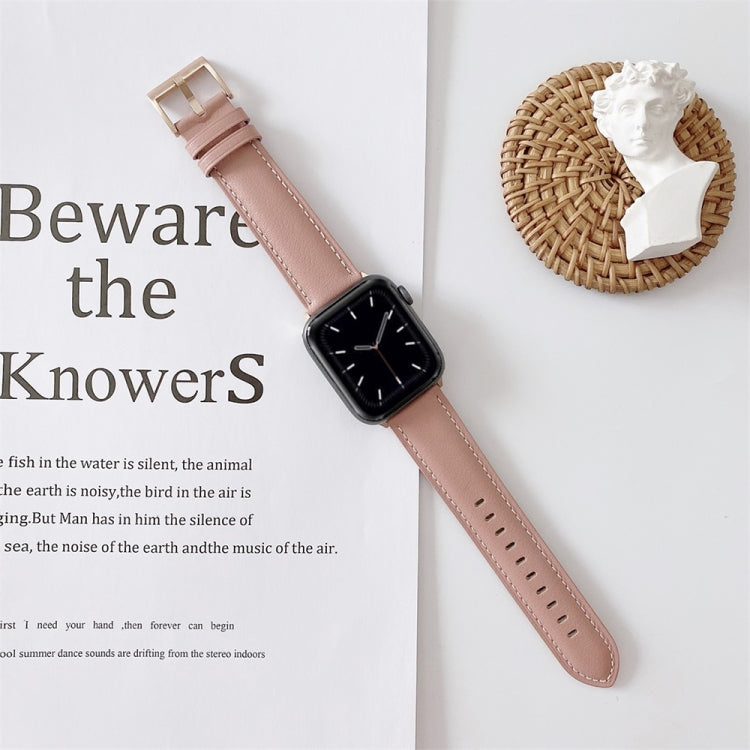 Skorter | For Apple Watch 5 & 4 44mm / 3 & 2 & 1 42mm V Tail Style Stitching Leather Strap (Pink)