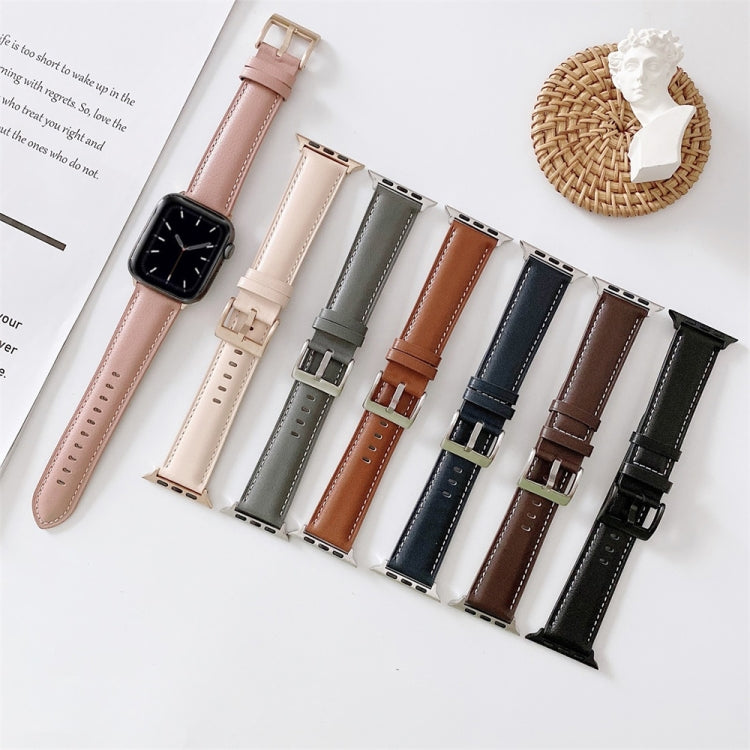 Skorter | For Apple Watch 5 & 4 44mm / 3 & 2 & 1 42mm V Tail Style Stitching Leather Strap (Pink)