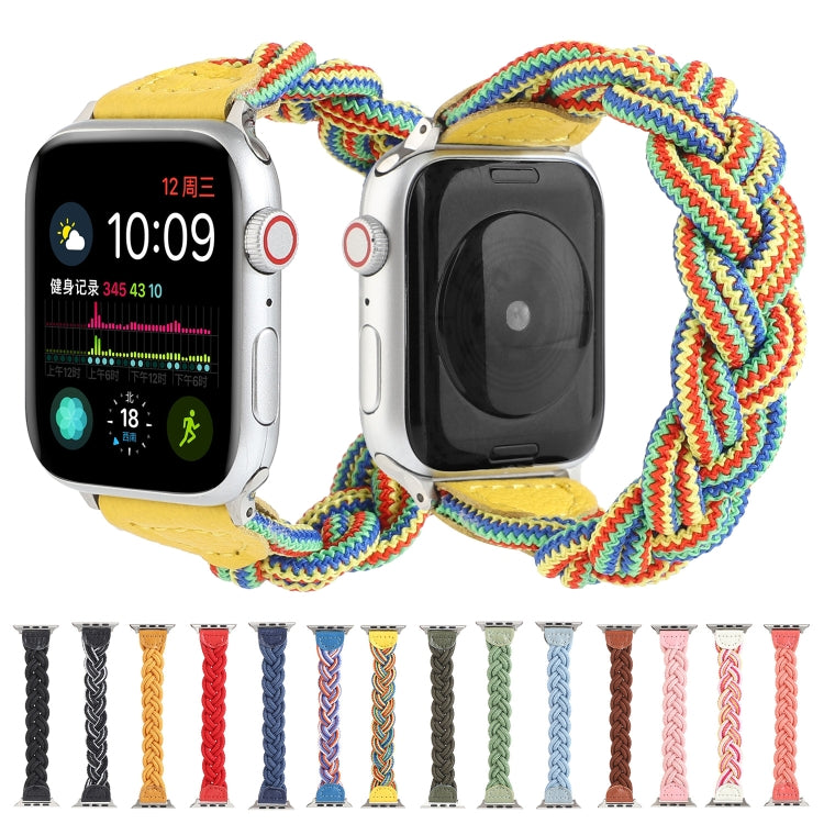 Skorter | Elastic woven watch strap for Apple Watch Series 7 45mm / 6 & SE & 5 & 4 44mm / 3 & 2 & 1 42mm, Length: 150mm (Green)