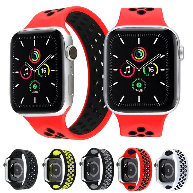 Skorter | Elastic Silicone Watch Band for Apple Watch Series 7 41mm / 6 & SE & 5 & 4 40mm / 3 & 2 & 1 38mm, Length: 150mm (Red Black)