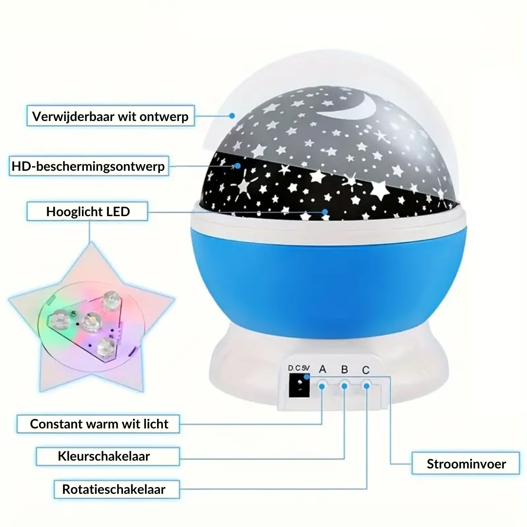 Skorter | Luna Star Projector Night Lamp – With Music and Colorful Light Show