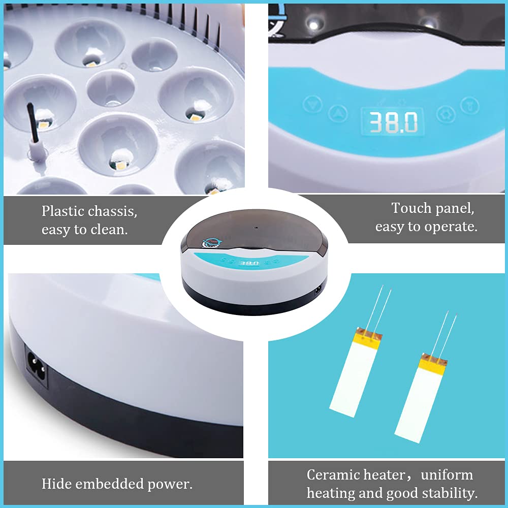Skorter | Egg Incubator for Chicken Eggs Incubator for Egg Hatching Chicks with Temp Control LED Chicken Hatcher