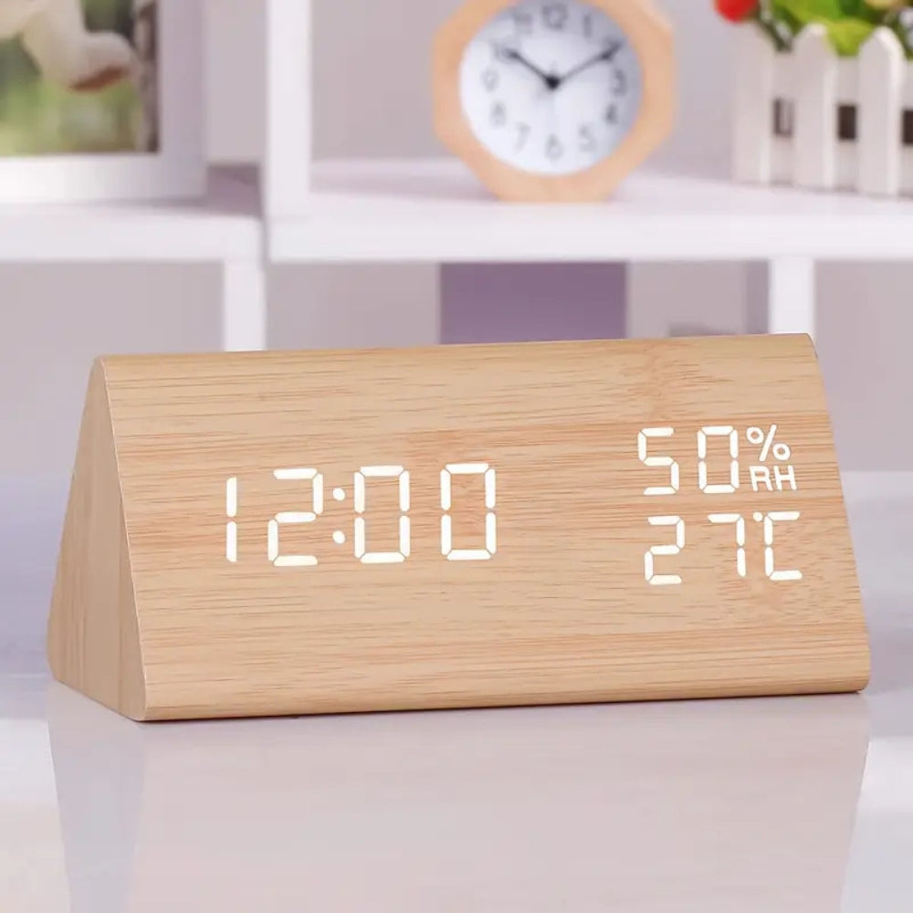 Skorter | Elora Wooden LED Alarm Clock Digital Display