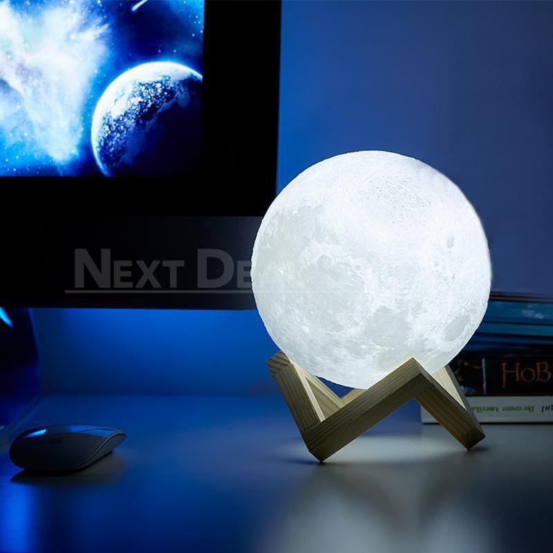 Skorter | Enchanting 3D Moon Lamp Set (with Wooden Stand)