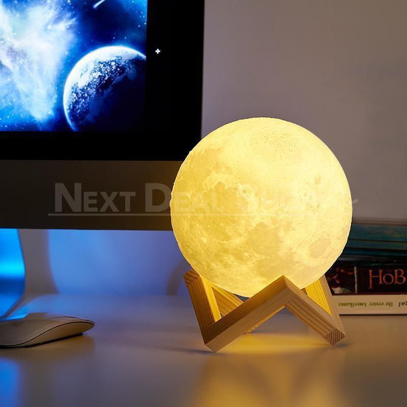 Skorter | Enchanting 3D Moon Lamp Set (with Wooden Stand)