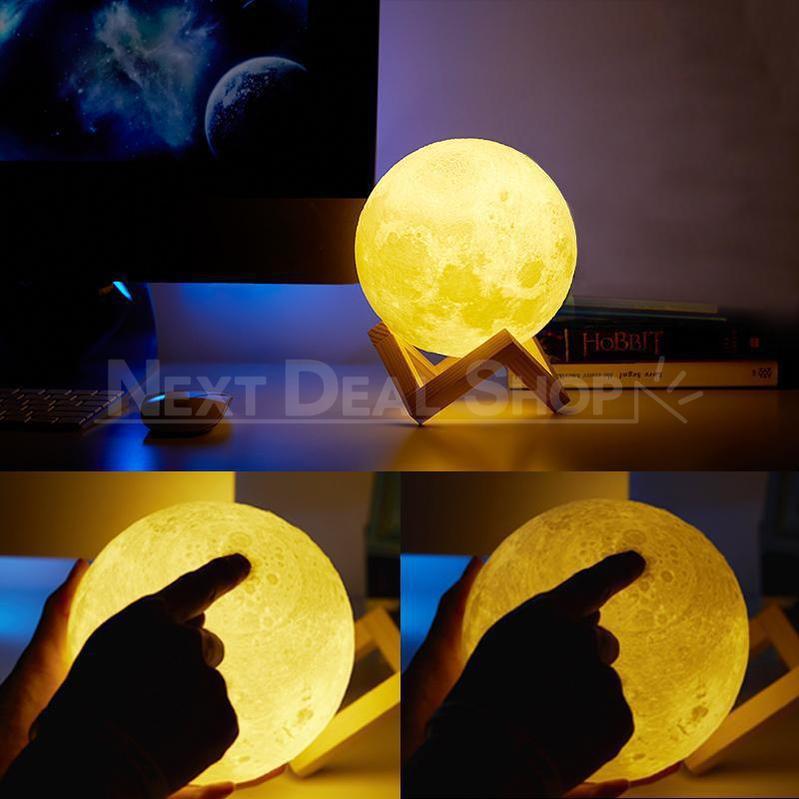 Skorter | Enchanting 3D Moon Lamp Set (with Wooden Stand)