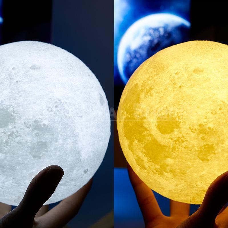 Skorter | Enchanting 3D Moon Lamp Set (with Wooden Stand)