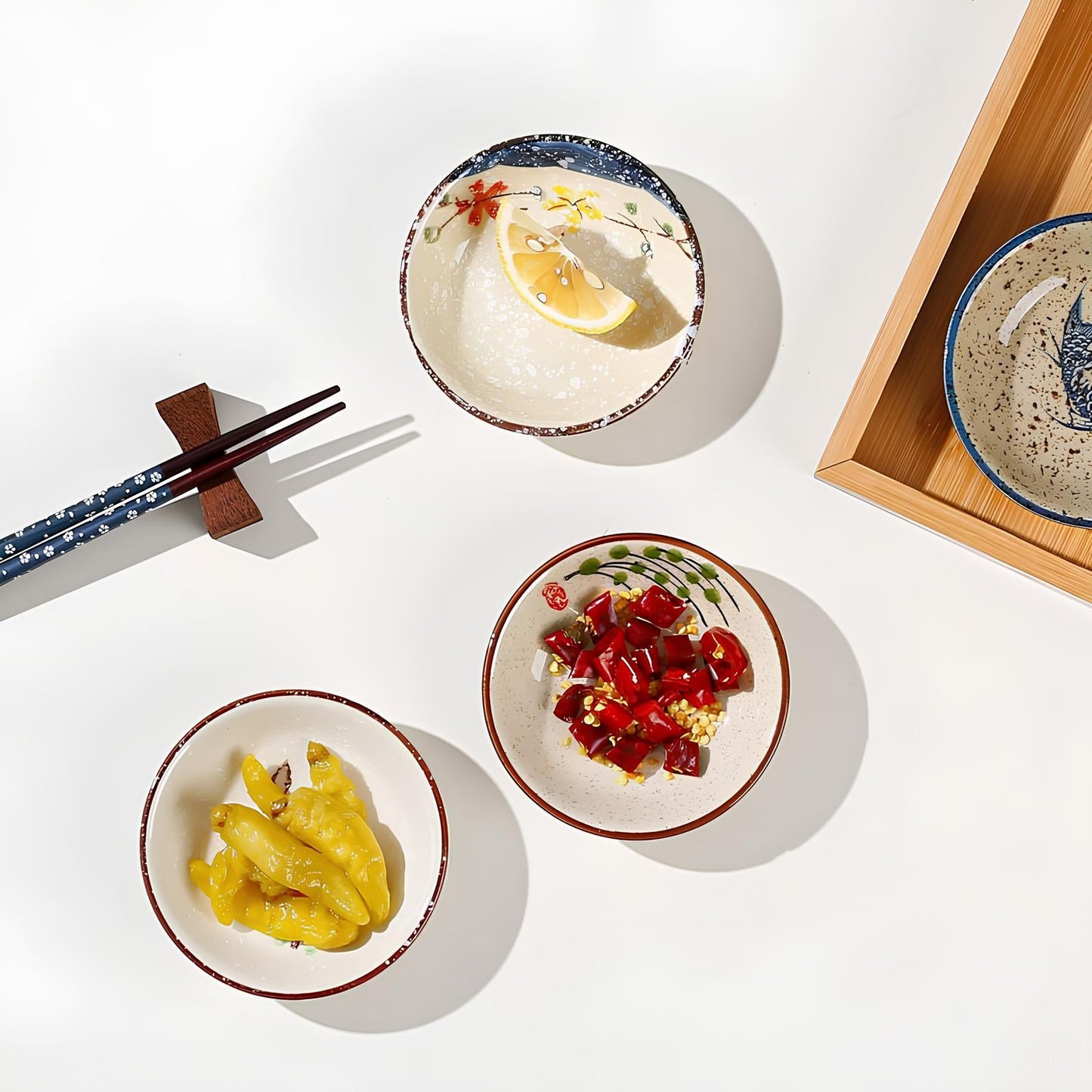 Skorter soy sauces in Japanese ceramics - 6pcs
