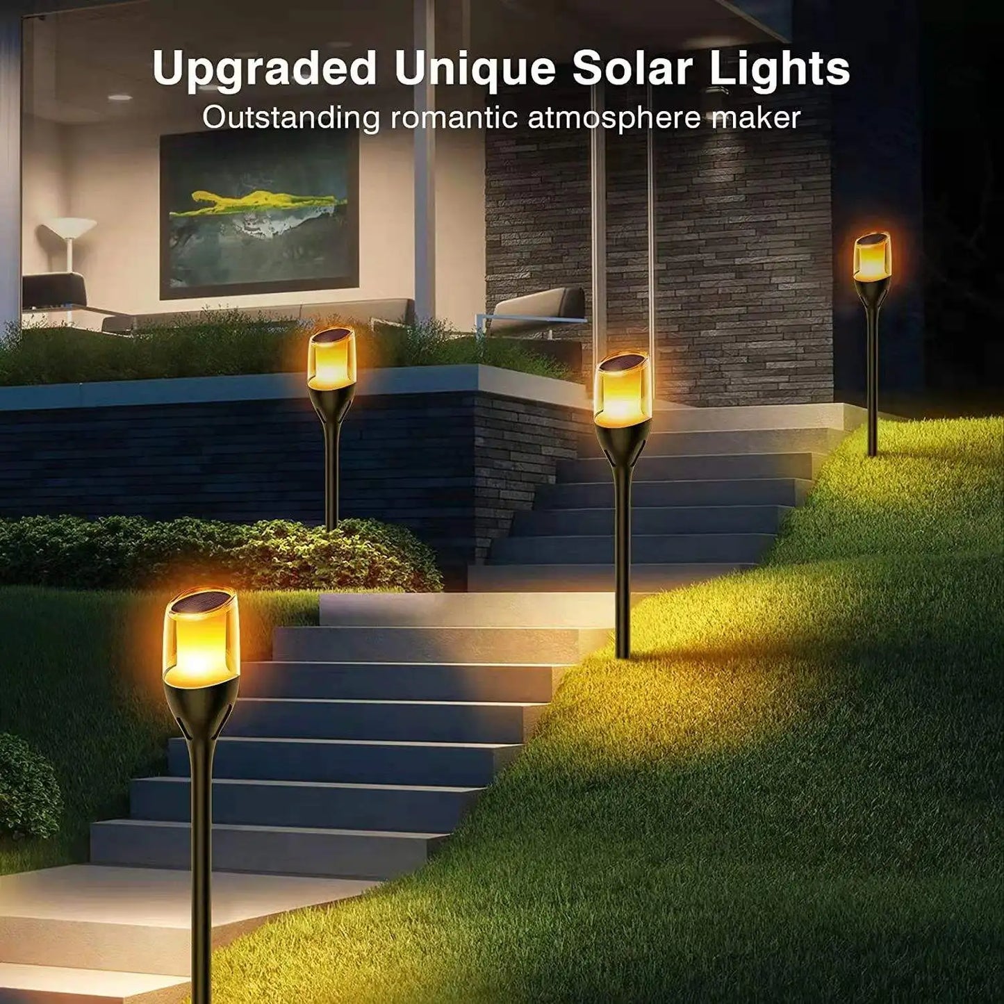 Skorter | Outdoor flickering flame lights, solar torch garden lamps, waterproof LED for terrace and garden