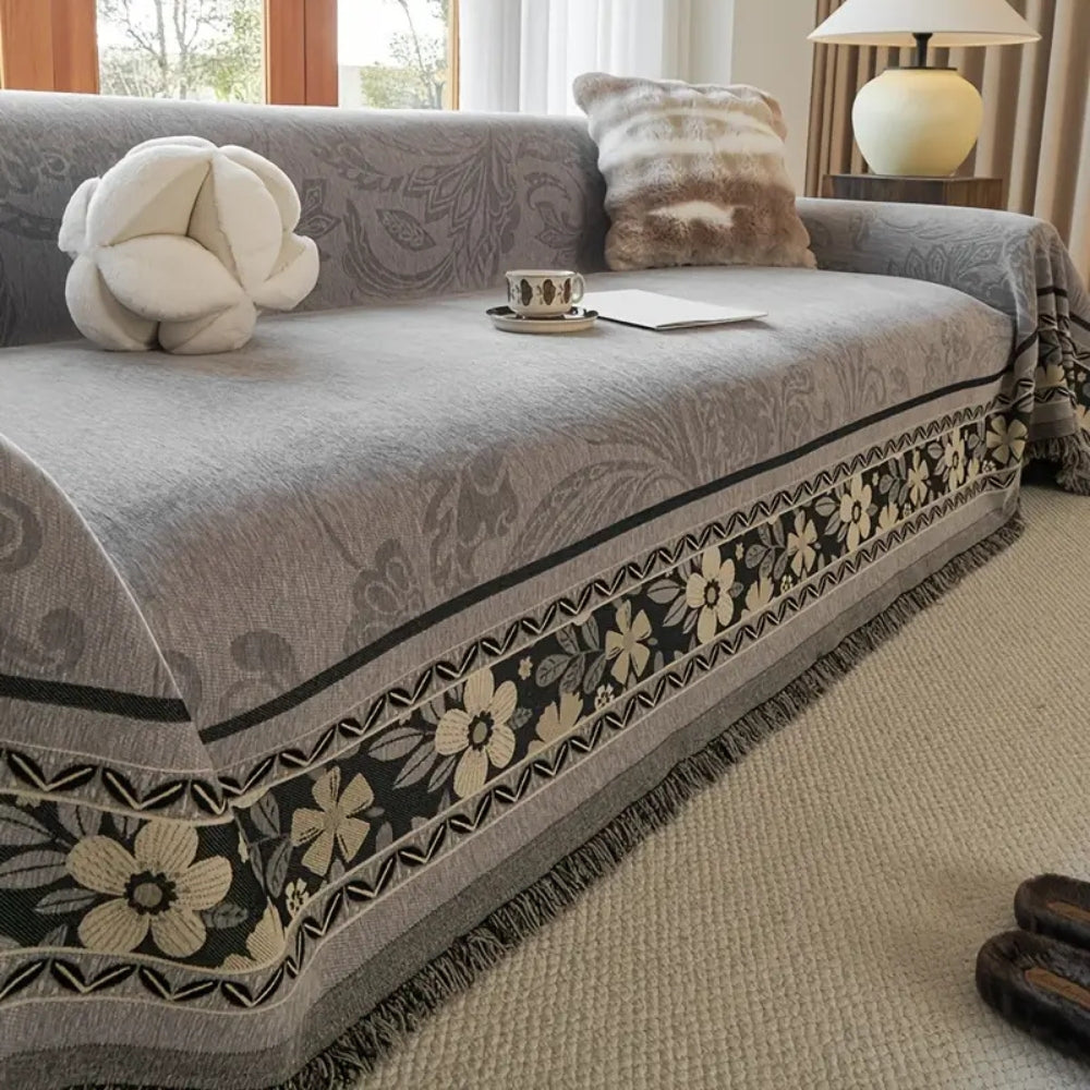 Skorter | Floral Tasseled Boho Sofa Cover