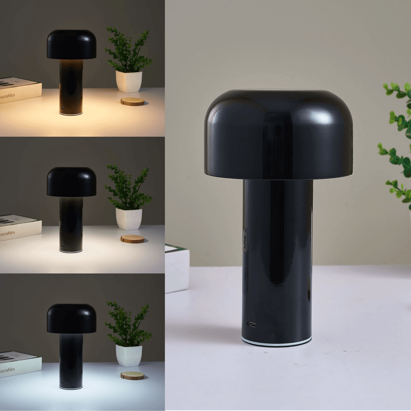 Skorter | Mushroom Battery Operated Rechargeable Table Lamps Lights for Bedside and Dining Table Room