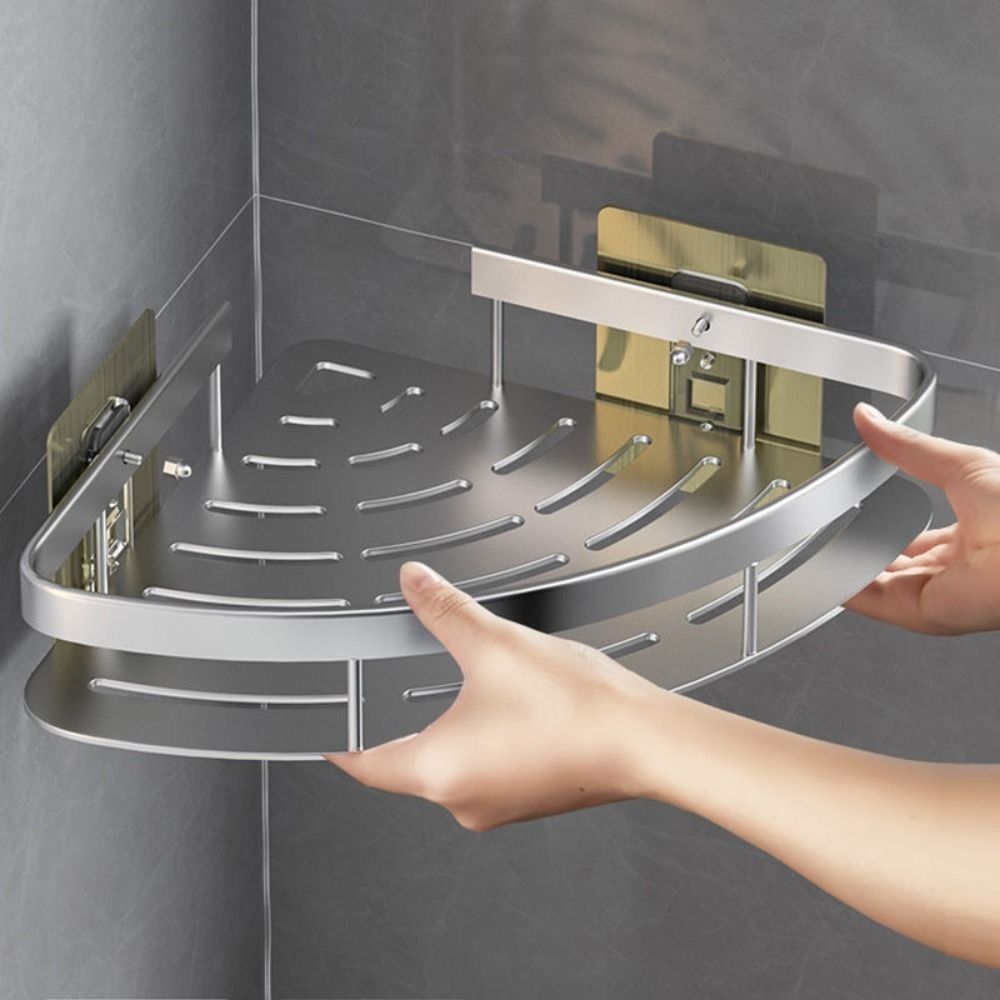 Skorter | Corner Holder Aluminum Wall Shelf – Space-Saving Bathroom Organizer Without Drilling