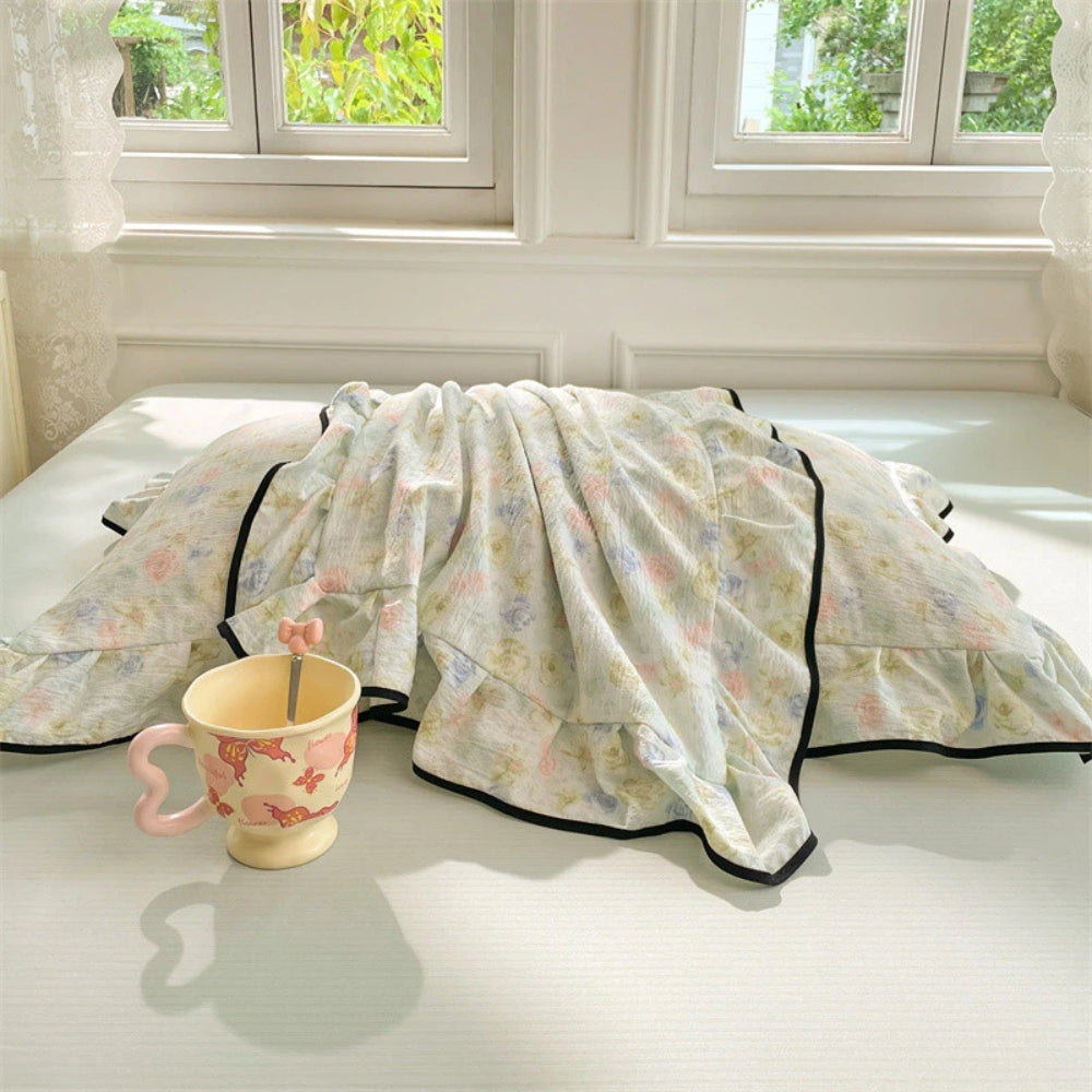 Skorter | Gauze Floral Ruffled Lace Pillowcases