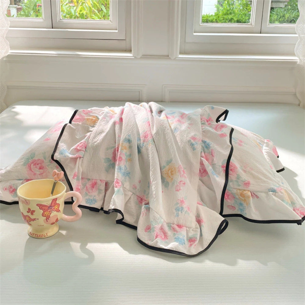 Skorter | Gauze Floral Ruffled Lace Pillowcases
