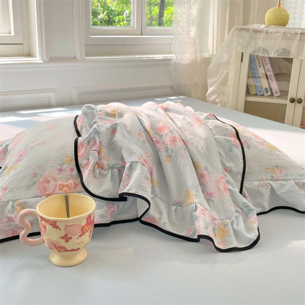 Skorter | Gauze Floral Ruffled Lace Pillowcases