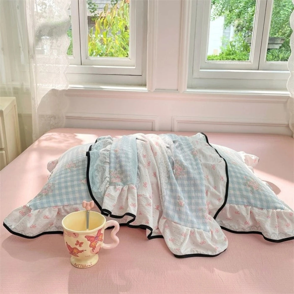 Skorter | Gauze Floral Ruffled Lace Pillowcases