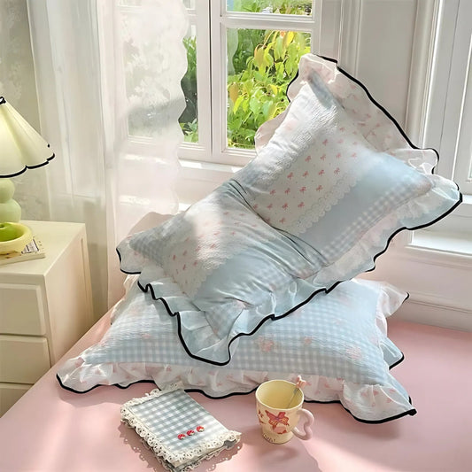 Skorter | Gauze Floral Ruffled Lace Pillowcases