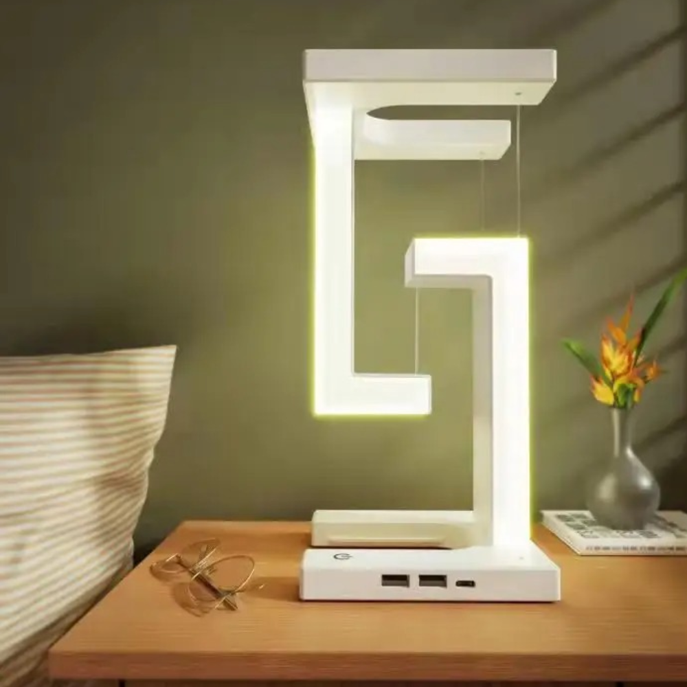 Skorter | Magnetic levitating LED table lamp with wireless charging – Modern Antigravity design, compact ABS plastic