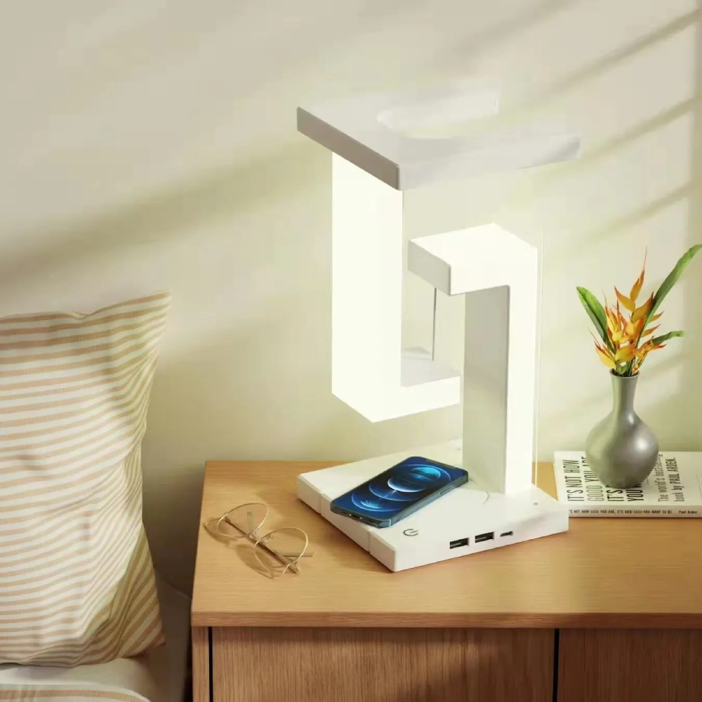 Skorter | Magnetic levitating LED table lamp with wireless charging – Modern Antigravity design, compact ABS plastic