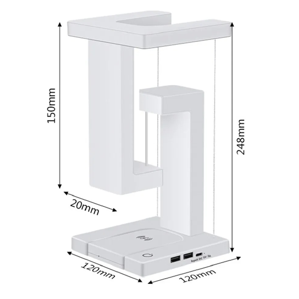 Skorter | Magnetic levitating LED table lamp with wireless charging – Modern Antigravity design, compact ABS plastic