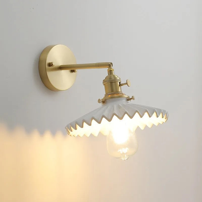 Skorter | Art Deco Pleated Tutu Black Glazed Ceramic Wall Lamp