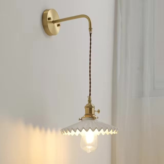 Skorter | Art Deco Pleated Tutu Black Glazed Ceramic Wall Lamp