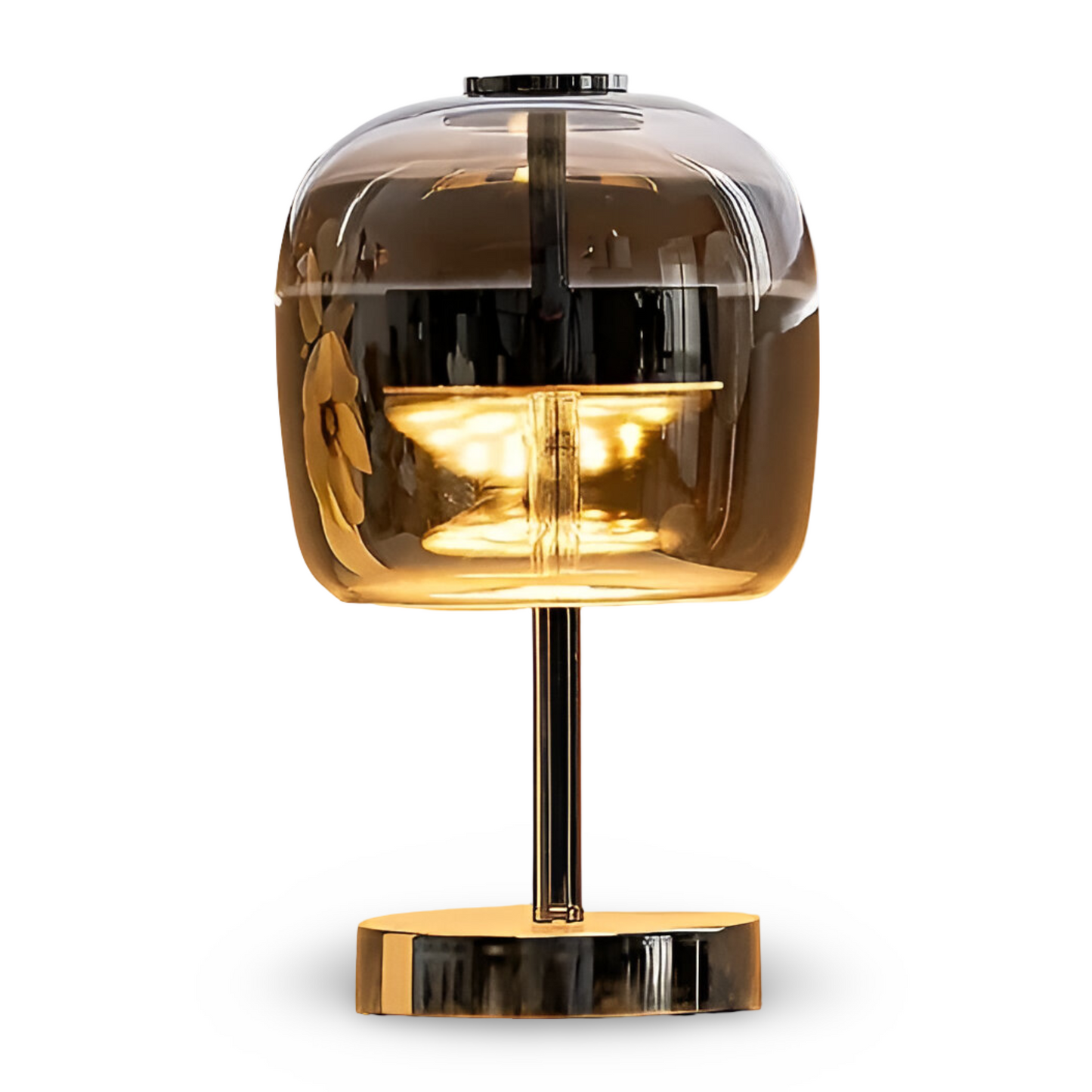 Skorter | Gleam Glass Table Lamp – Smoky Grey USB-Powered Dimmable LED Light for Bedroom & Desk