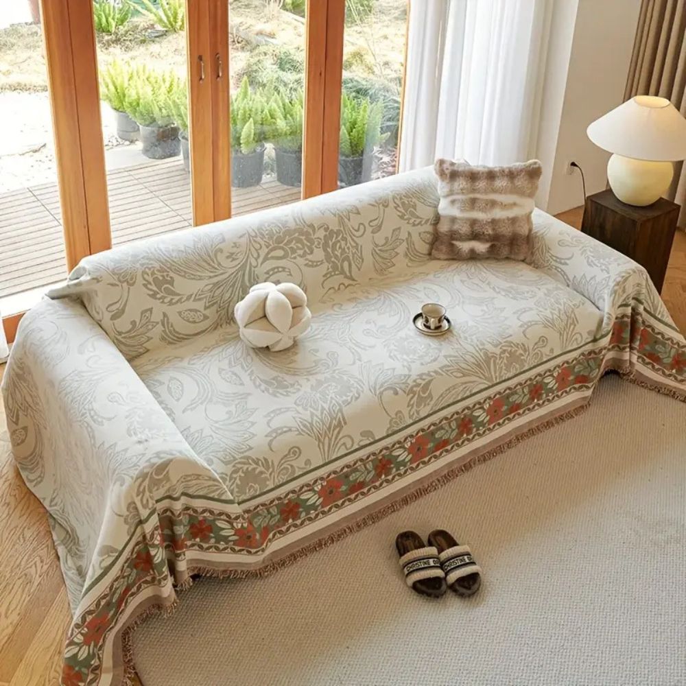 Skorter | Floral Tasseled Boho Sofa Cover