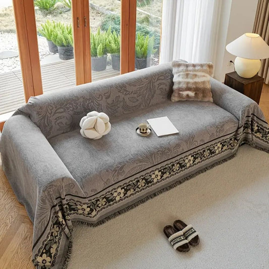 Skorter | Floral Tasseled Boho Sofa Cover