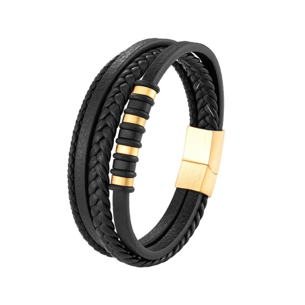 Skorter | Leather Braided Bracelet With Charms