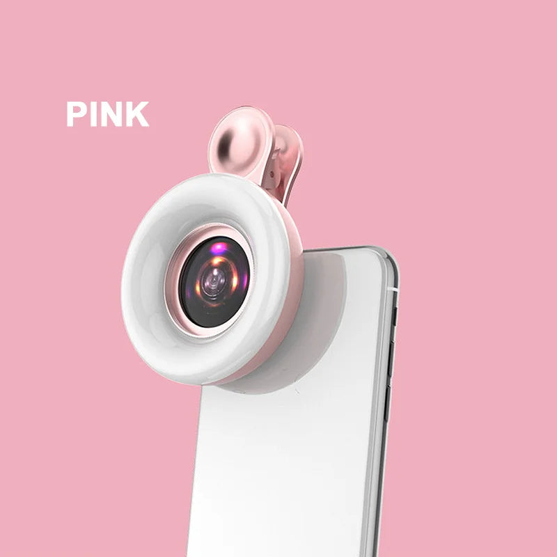 Skorter | Mobile Lens -15X Macro Lens with LED Ring Flash Light - 2 in 1 HD Camera Lens for Smartphone Selfie Live Lamp Fill Light