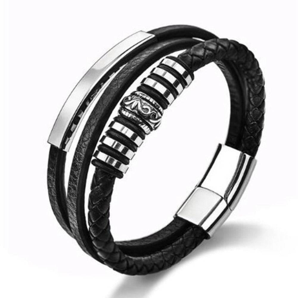 Skorter | Leather Braided Bracelet With Charms