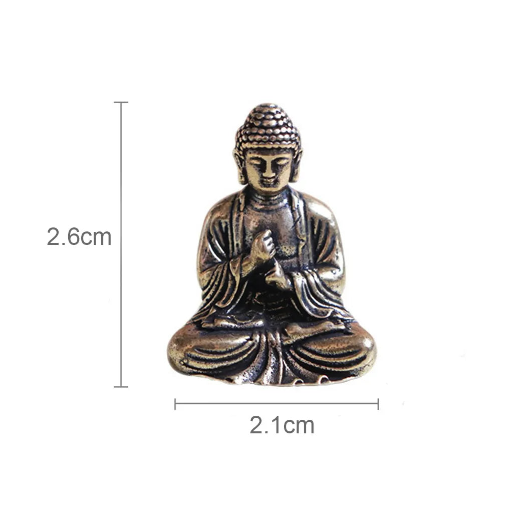 Skorter | 10 pieces mini brass sitting Buddha statue figure for travel Buddhism worship home office desk decoration