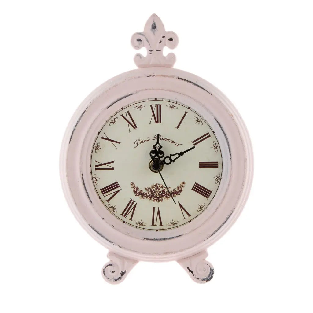 Skorter | Vintage bordsklocka i trästil med väckarklocka