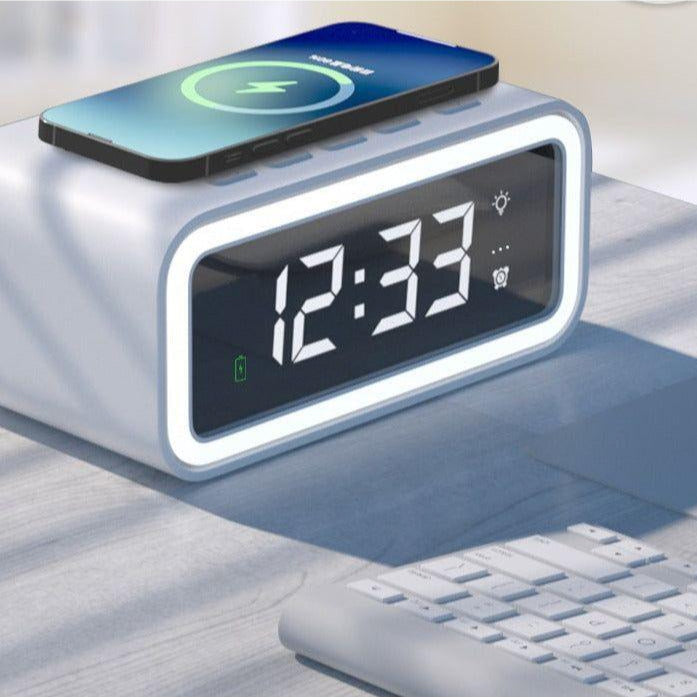 Skorter | 2-in-1 Alarm Clock with Wireless Charger – Digital LED Display | Qi-Compatible