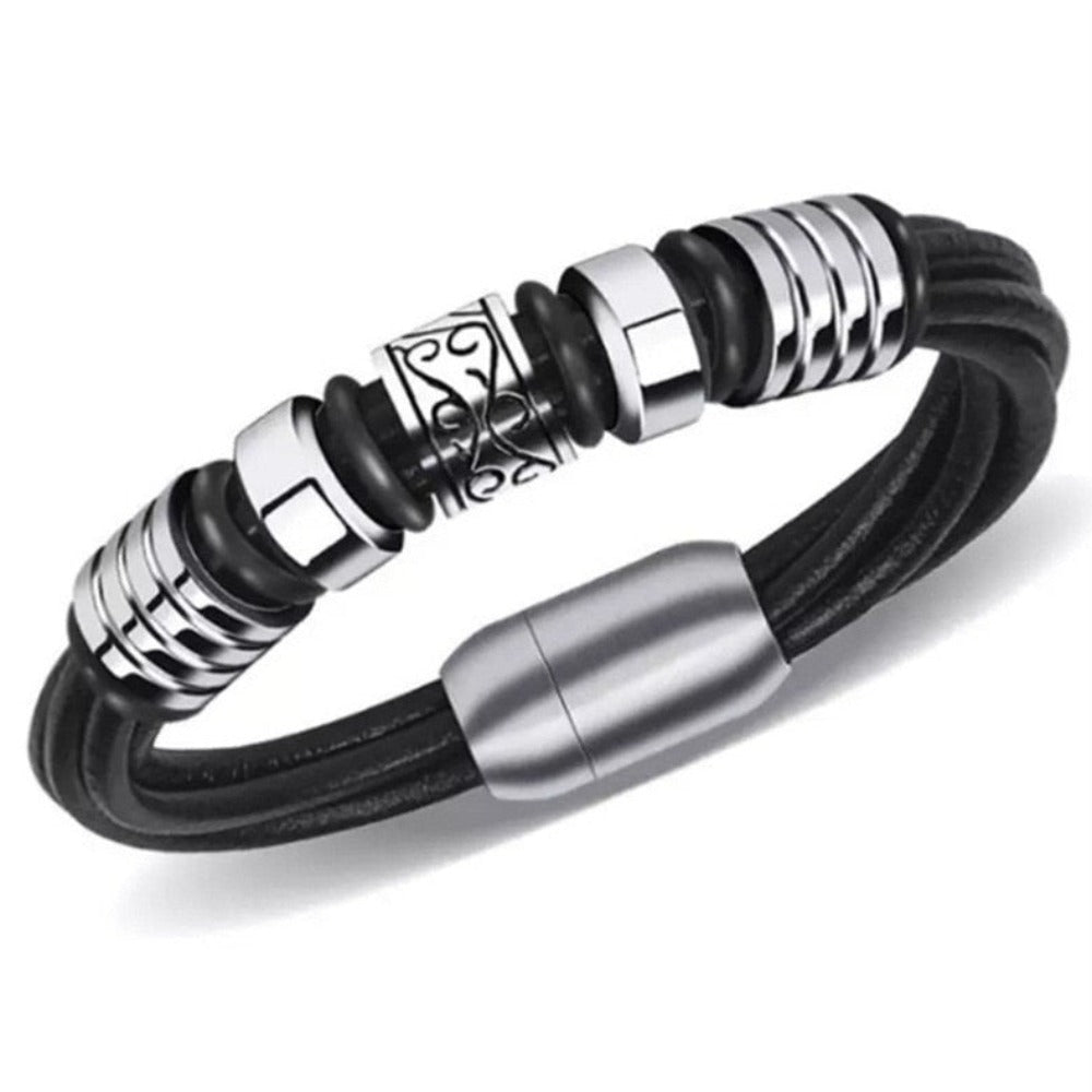 Skorter | Leather Braided Bracelet With Charms