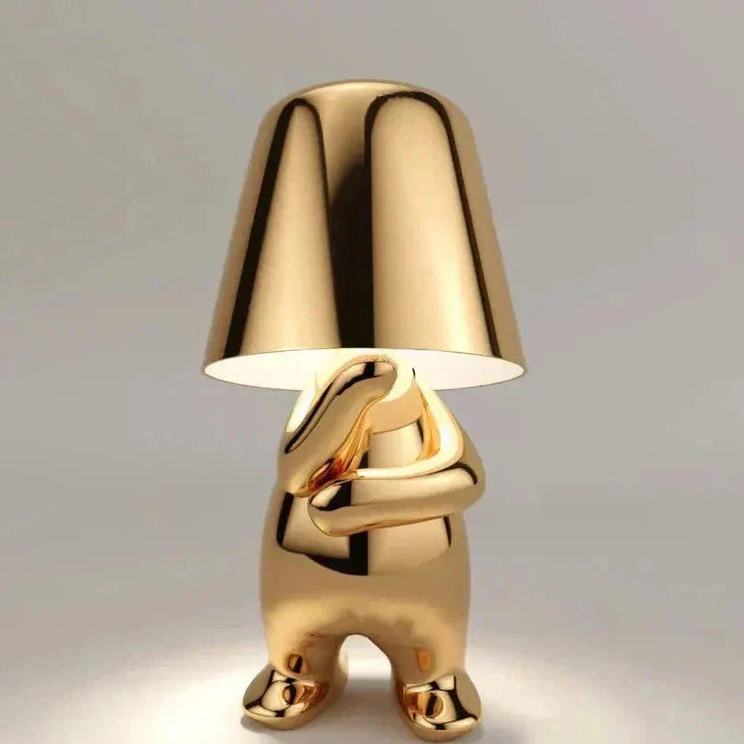Skorter | Golden Man LED Thinking Table Lamp – Playful Nightstand Lamp for Bedroom & Decor