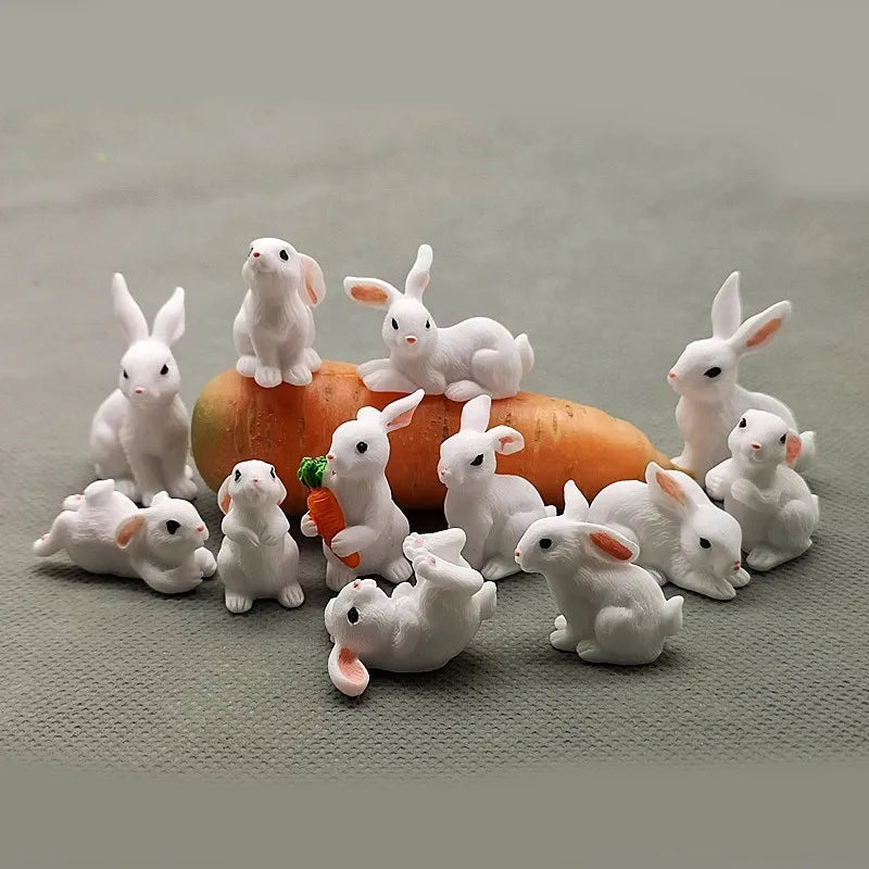 Skorter | Mini Resin Rabbit Figurine – 12 Styles Easter Bunny Decoration for Garden, Cake & DIY Craft