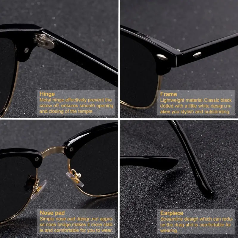 Skorter | Semi Rimless Polarized Sunglasses Unisex Designer Half Frame Eyewear