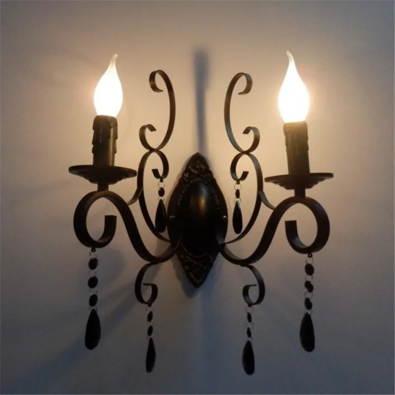 Skorter | CrystalVintage - Black Wall Lamp Living Room & Bedroom Lighting