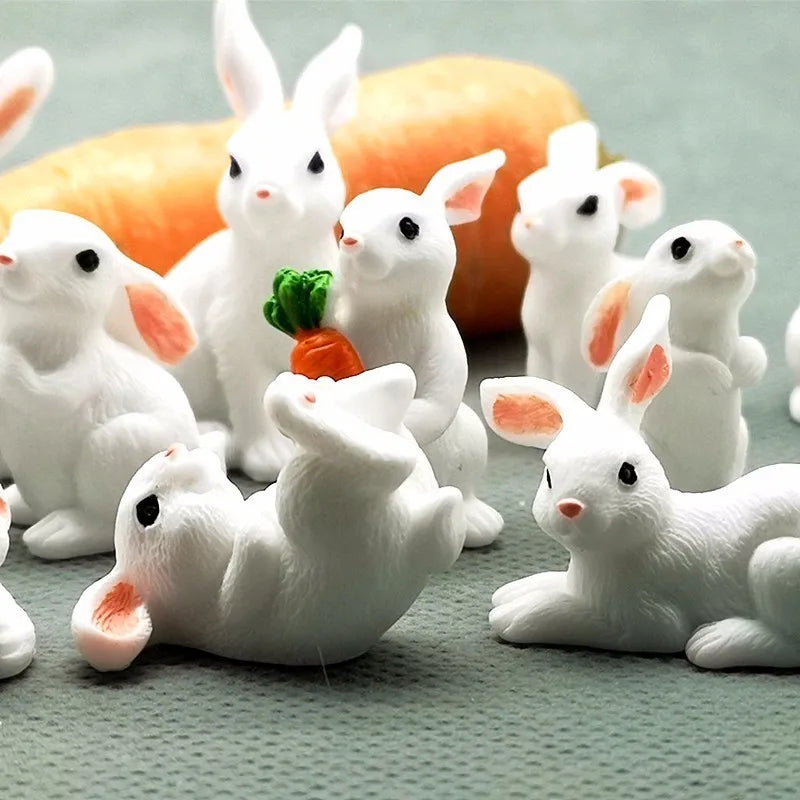 Skorter | Mini Resin Rabbit Figurine – 12 Styles Easter Bunny Decoration for Garden, Cake & DIY Craft