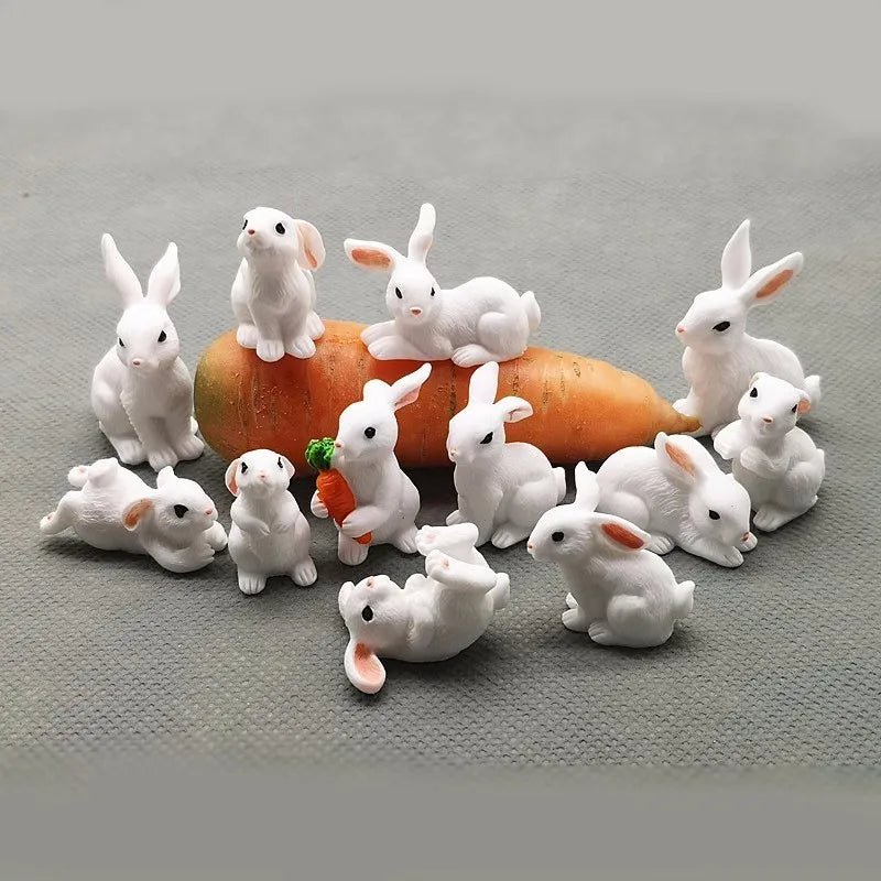 Skorter | Mini Resin Rabbit Figurine – 12 Styles Easter Bunny Decoration for Garden, Cake & DIY Craft