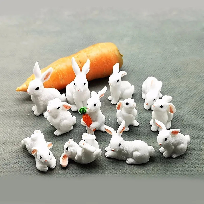 Skorter | Mini Resin Rabbit Figurine – 12 Styles Easter Bunny Decoration for Garden, Cake & DIY Craft