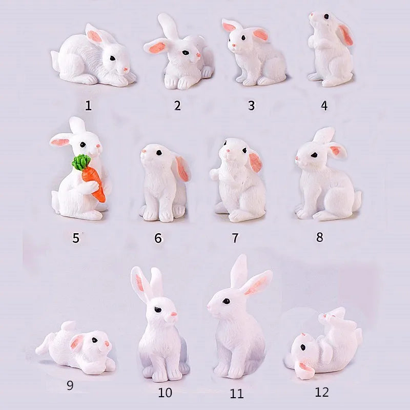 Skorter | Mini Resin Rabbit Figurine – 12 Styles Easter Bunny Decoration for Garden, Cake & DIY Craft