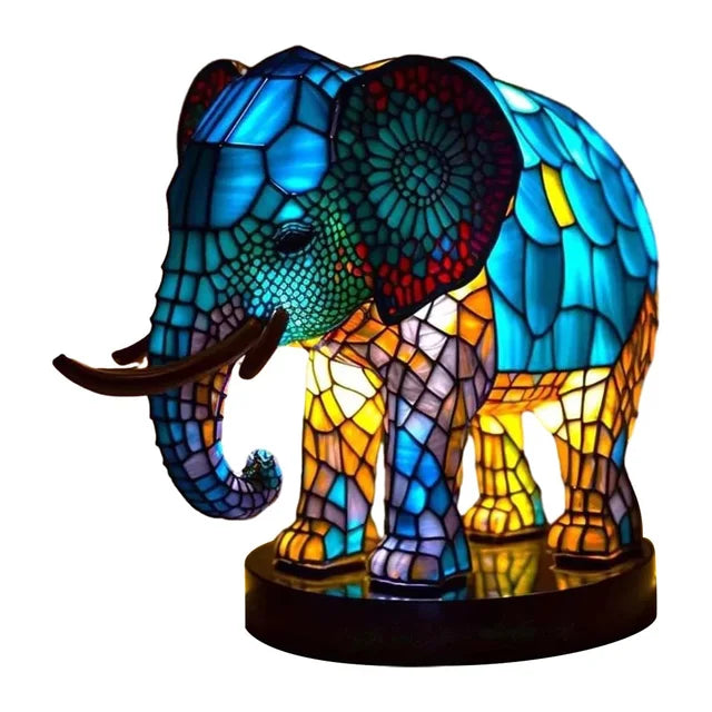 Skorter | TiffanyGlow - Colorful Animal Head Night Light – Handmade Tiffany Glass Lamp