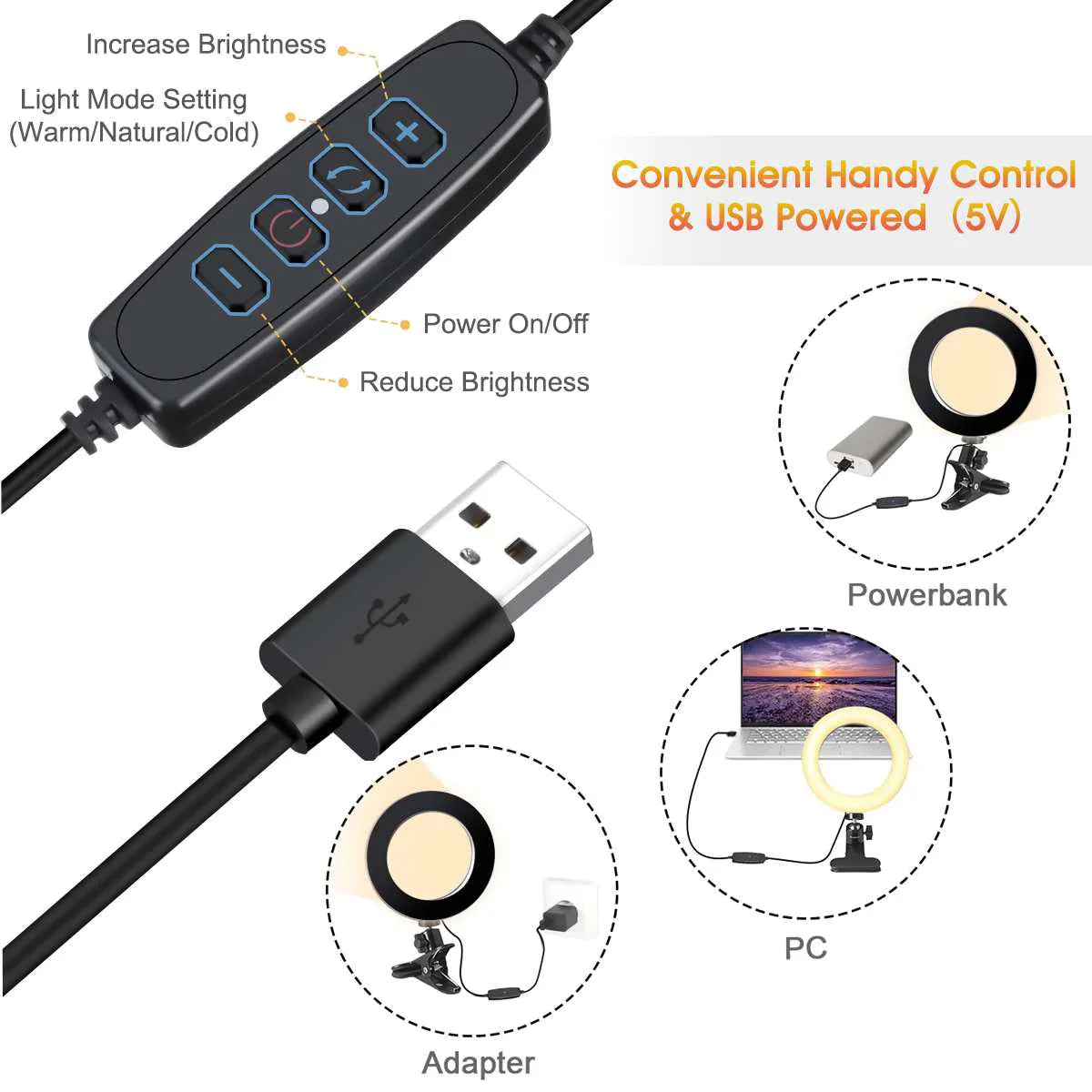 Skorter |-In-1 LED Ring Light Stand Clipon
