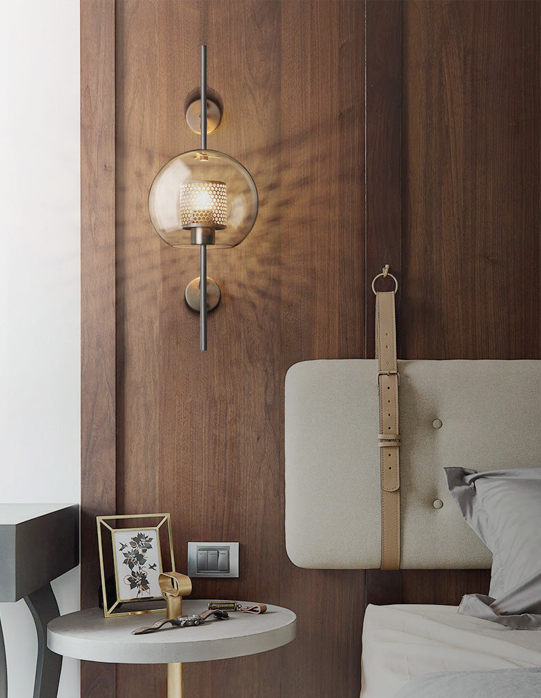 Thatcher - Modern Honeycomb Brass & Glass Wall Sconce
