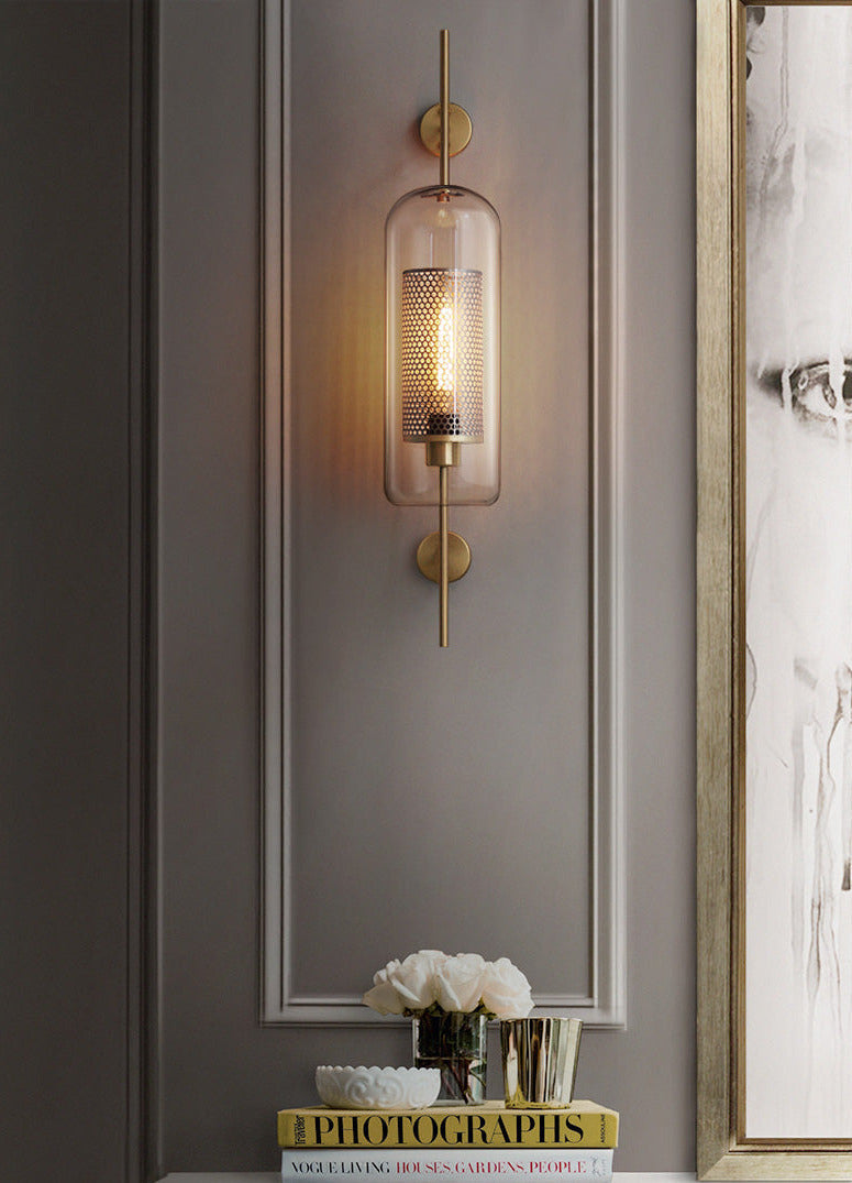 Thatcher - Modern Honeycomb Brass & Glass Wall Sconce