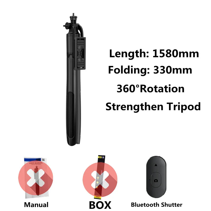 Skorter | Foldable Wireless Selfie Stick Tripod Monopod with Fill Light