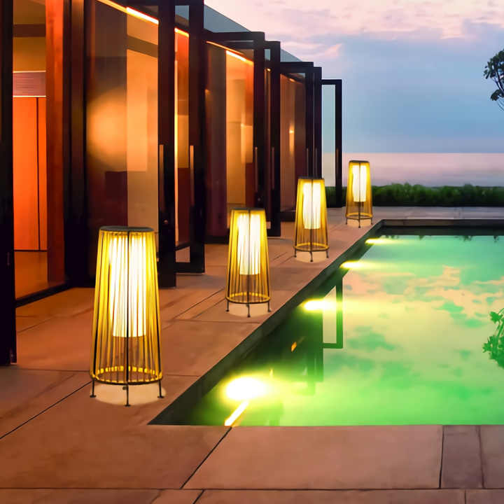 Skorter | Solar LED Rattan Lantern – Large Outdoor Lighting in Oval Design for Garden and Terrace
